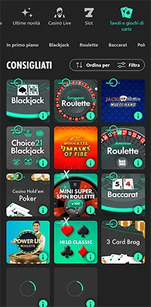 bet365 app giochi di carte
